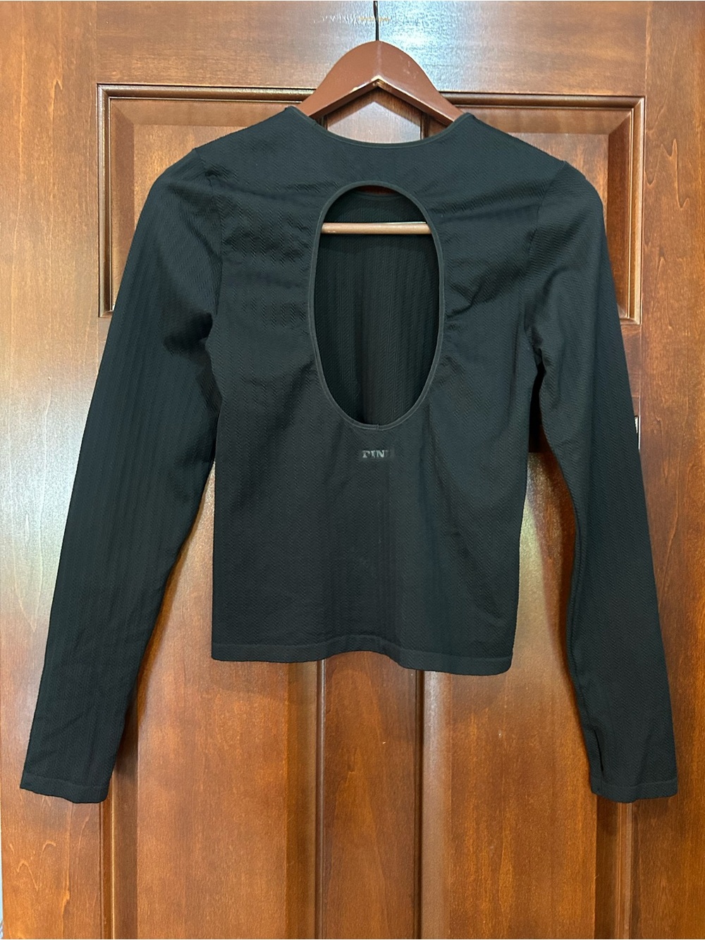 PINK Victoria’s Secret Black Open Back Long Sleeve Top Size Large